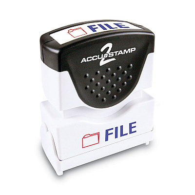 ACCUSTAMP2 Pre-Inked Shutter Stamp, Red/Blue, FILE, 1.63 x 0.5 (COS035534)