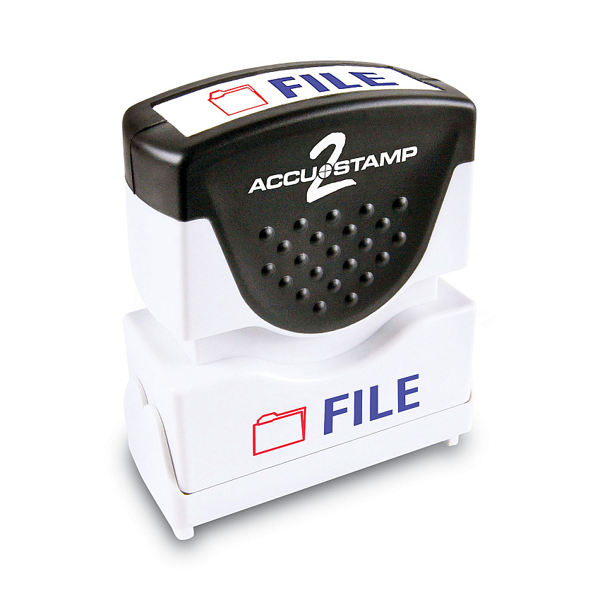 ACCUSTAMP2 Pre-Inked Shutter Stamp, Red/Blue, FILE, 1.63 x 0.5 (COS035534)