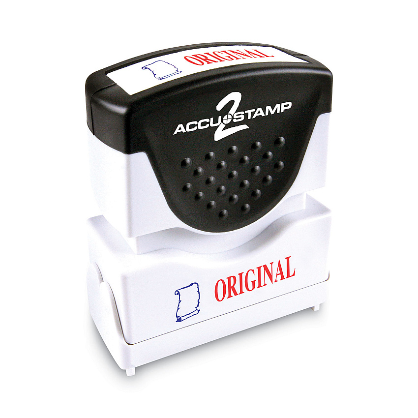 ACCUSTAMP2 Pre-Inked Shutter Stamp, Red/Blue, ORIGINAL, 1.63 x 0.5 (COS035540)