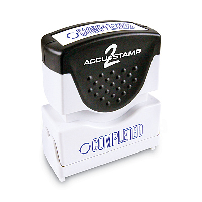 ACCUSTAMP2 Pre-Inked Shutter Stamp, Blue, COMPLETED, 1.63 x 0.5 (COS035582)