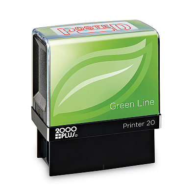 COSCO 2000PLUS Green Line Message Stamp, Posted, 1.5 x 0.56, Red (COS098371)