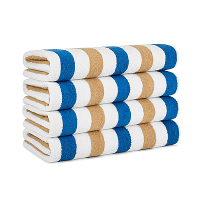 Cabo Cabana Beach Towel 30x70 Navy/beige, Pack Of 4 (PNP-CABOCABANA-NV/BG)