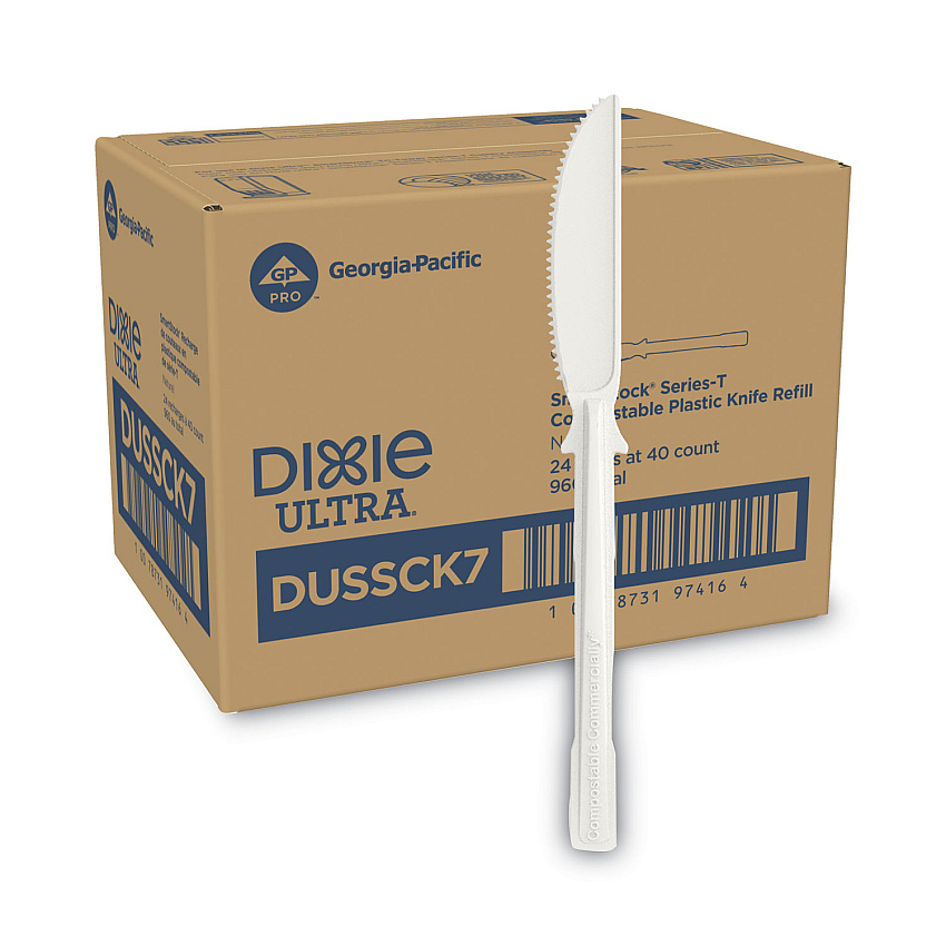 Dixie SmartStock Tri-Tower Dispensing System Cutlery, Knife, Natural, 40/Pack, 24 Packs/Carton (DXEDUSSCK7)