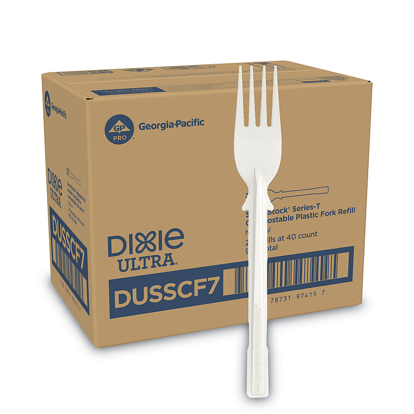 Dixie SmartStock Tri-Tower Dispensing System Cutlery, Fork, Natural, 40/Pack, 24 Packs/Carton (DXEDUSSCF7)
