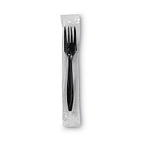 Dixie Individually Wrapped Heavyweight Forks, Polypropylene, Black, 1,000/Carton (DXEPFH53C)