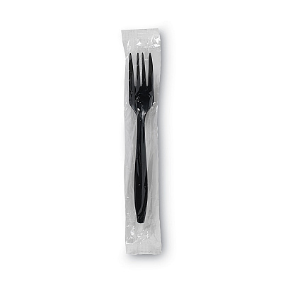 Dixie Individually Wrapped Heavyweight Forks, Polypropylene, Black, 1,000/Carton (DXEPFH53C)