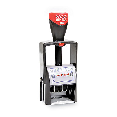 COSCO 2000PLUS Self-Inking Heavy-Duty Line Dater, 1.25 x 1.83, Red/Blue (COS032880)