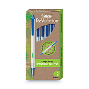BIC Ecolutions Clic Stic Ballpoint Pen, Retractable, Medium 1 mm, Blue Ink, Translucent Frost/Blue Barrel, Dozen (BICCSEM11BE)
