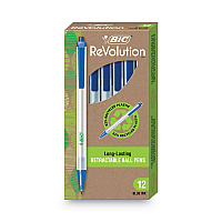 BIC Ecolutions Clic Stic Ballpoint Pen, Retractable, Medium 1 mm, Blue Ink, Translucent Frost/Blue Barrel, Dozen (BICCSEM11BE)