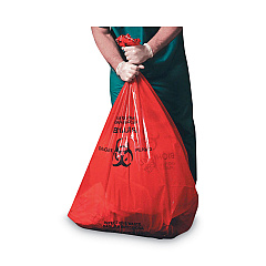 Heritage Healthcare Pre-Printed High-Density Can Liners, Infectious Waste Biohazard, 33 gal, 13.97mic, 33 x 40, Red, Flat Pack, 250/CT (HERZ6640HRP01)