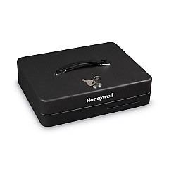 Honeywell Deluxe Cash Security Box, 11.8 x 9.4 x 3.7, Steel, Black (HWL6113)