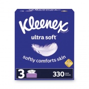 Kleenex Ultra Soft Facial Tissue, 3-Ply, White, 110 Sheets/Box, 3 Boxes/Pack (50239)