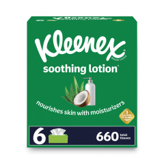 Kleenex Lotion Facial Tissue, 3-Ply, White, 110 Sheets/Box, 6 Boxes/Pack (KCC51758)