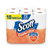 ComfortPlus Toilet Paper, Mega Roll, Septic Safe, 1-Ply, White, 425 Sheets/Roll, 18 Rolls/Pack