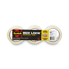 Scotch Box Lock Shipping Packaging Tape, 3" Core, 1.88" x 54.6 yds, Clear, 3/Pack (MMM39503)