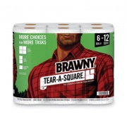 Brawny Tear-A-Square Perforated Kitchen Roll Towels, 2-Ply, 5.5 x 11, 128 Sheets/Roll, 6 Rolls/Pack (441745)