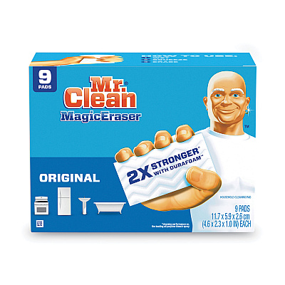 Mr. Clean Magic Eraser, 4.6 x 2.4, 0.7" Thick, White, 9/Pack (PGC69516)