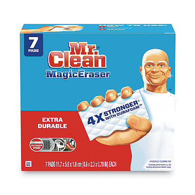 Mr. Clean Magic Eraser Extra Durable. 4.6 x 2.4, 0.7" Thick, White, 7/Pack (PGC69522)