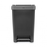 Rubbermaid Commercial Premier Series III Step-On Waste Container, Rectangular, Plastic, 12.4 gal, Black with Stainless Steel Trim (2120983)