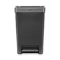 Rubbermaid Commercial Premier Series III Step-On Waste Container, 12.4 gal, Plastic, Black/Stainless Steel (RCP2120983)