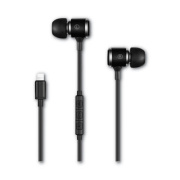 Volkano Jonagold Series Stereo Earphones with Built-In Mic, 4 ft Cord, Black/Silver (VK1001BK)
