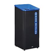 Rubbermaid Commercial Sustain Decorative Refuse with Recycling Lid, 23 gal, Metal/Plastic, Black/Blue (RCP2078980)