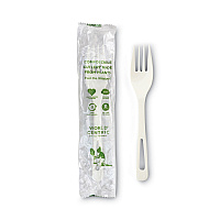 World Centric TPLA Compostable Cutlery, Fork, 6.3", White, 750/Carton (WORFOPSI)