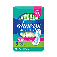 Always Ultra Thin Pads, Super Long 10 Hour, 40/Pack (PGC12853PK)