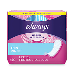 Always Thin Daily Panty Liners, Regular, 120/Pack (PGC10796PK)
