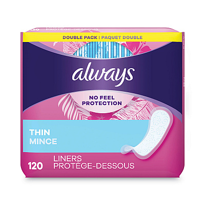 Always Thin Daily Panty Liners, Regular, 120/Pack (PGC10796PK)