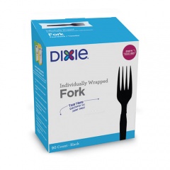 Dixie GrabN Go Wrapped Cutlery, Forks, Black, 90/Box (FM5W540PK)