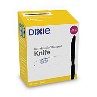 Dixie GrabN Go Wrapped Cutlery, Knives, Black, 90/Box, 6 Box/Carton (DXEKM5W540)