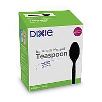 Dixie GrabN Go Wrapped Cutlery, Teaspoons, Black, 90/Box (DXETM5W540PK)
