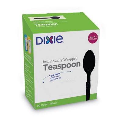 Dixie GrabN Go Wrapped Cutlery, Teaspoons, Black, 90/Box (TM5W540PK)
