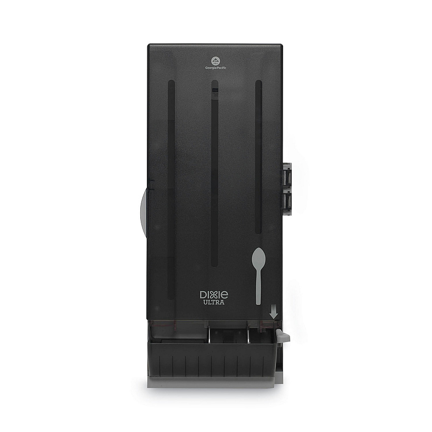 Dixie SmartStock Utensil Dispenser, Holds 120 Spoons, 10 x 8.75 x 24.75, Translucent Black (DXESSSD120)