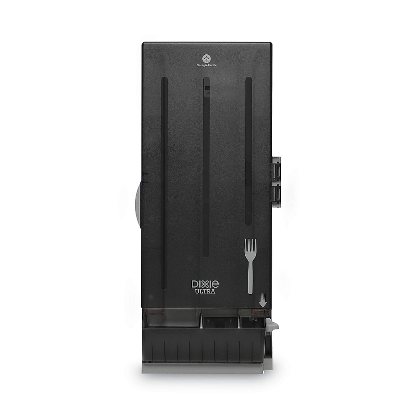 Dixie SmartStock Mediumweight Polystyrene Dispenser, Holds 120 Forks, 10 x 8.78 x 24.75, Translucent Black (DXESSFD120)