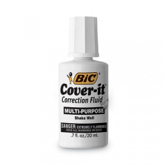 BIC Cover-It Correction Fluid, 20 ml Bottle, White, Dozen (WOC12DZ)
