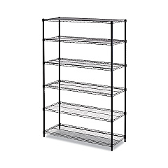 Alera NSF Certified 6-Shelf Wire Shelving Kit, 48w x 18d x 72h, Black (ALESW664818BL)