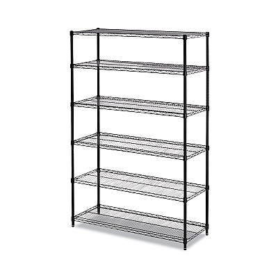 Alera NSF Certified 6-Shelf Wire Shelving Kit, 48w x 18d x 72h, Black (ALESW664818BL)