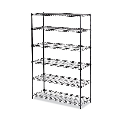 Alera NSF Certified 6-Shelf Wire Shelving Kit, 48w x 18d x 72h, Black Anthracite (ALESW664818BA)