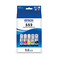 Epson T552920S (T552) Claria High-Yield Ink, 70 mL, Black/Cyan/Gray/Magenta/Yellow, 5/Pack