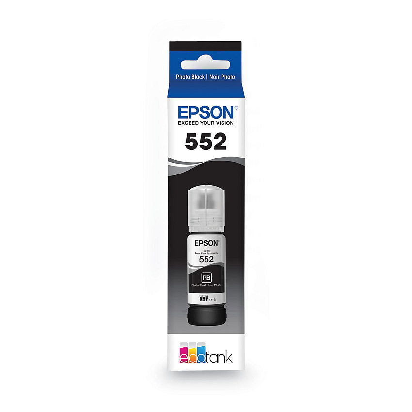 Epson T552120S (T552) Claria High-Yield Ink, 70 mL, Photo Black
