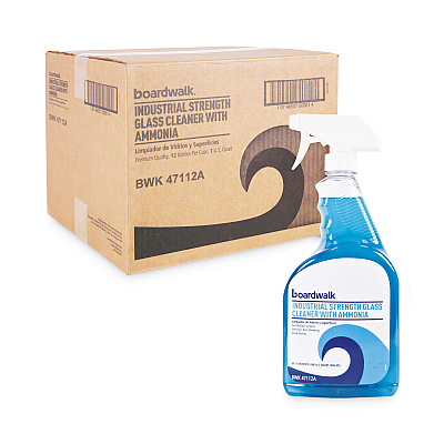 Boardwalk Industrial Strength Glass Cleaner with Ammonia, 32 oz Trigger Spray Bottle, 12/Carton (BWK47112A)