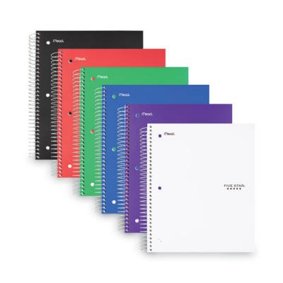 Five Star Wirebound Notebook with Four Pockets, 3-Subject, Wide/Legal Rule, Randomly Assorted Cover Color, (150) 10.5 x 8 Sheets (51014)