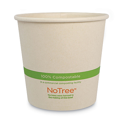 World Centric No Tree Paper Bowls, 24 oz, 4.4" Diameter x 4.5"h, Natural, Sugarcane, 500/Carton (WORBOSU24)