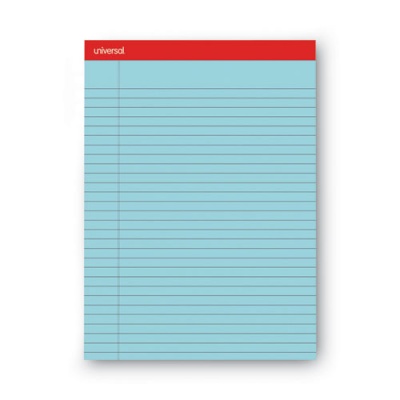 Universal Colored Perforated Ruled Writing Pads, Wide/Legal Rule, 50 Blue 8.5 x 11 Sheets, Dozen (35880)
