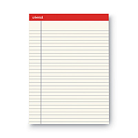 Universal Colored Perforated Ruled Writing Pads, Letter Size Pad (8.5 x 11.75), Wide/Legal Rule, 50 Ivory 8.5 x 11 Sheets, Dozen (UNV35882)