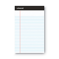 Universal Premium Ruled Writing Pads with Heavy-Duty Back, Narrow Rule, Black Headband, 50 White 5 x 8 Sheets, 6/Pack (UNV56300)