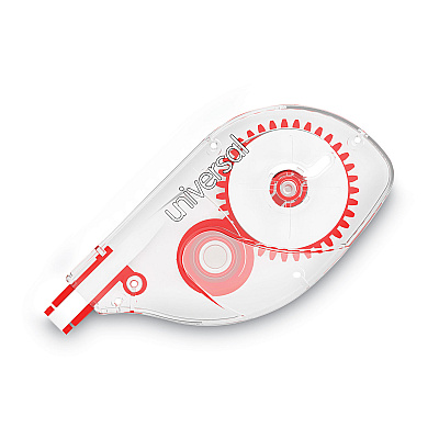 Universal Side-Application Correction Tape, Transparent Gray/Red Applicator, 0.2" x 393", 2/Pack (UNV75609)