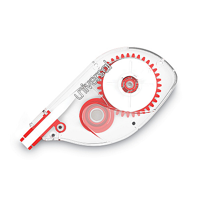 Universal Side-Application Correction Tape, Transparent Red Applicator, 0.2" x 393", 6/Pack (UNV75610)